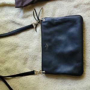 Kate Spade Black Leather Crossbody Bag Adjustable Strap EUC